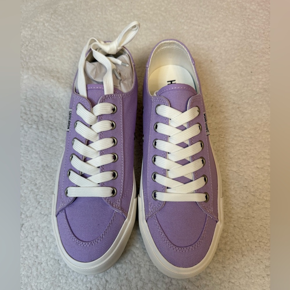 SwingDish Spikeless Traveler Coated Canvas Lavender Print Golf Shoes - Picture 3 of 13